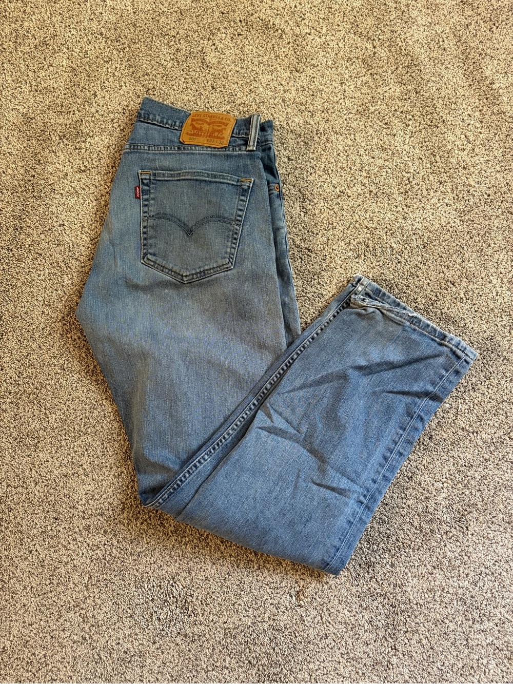Levi's 505 Regular Fit Light Wash Denim Jeans Men's Size 33x32
